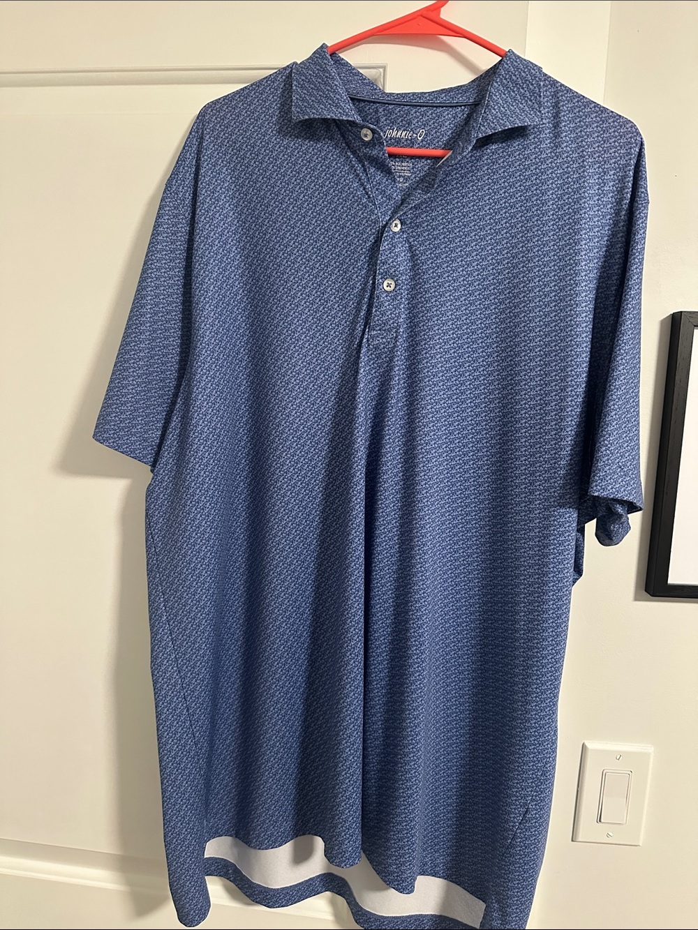 Johnnie-O Men's Navy Patterned Short-Sleeve Polo